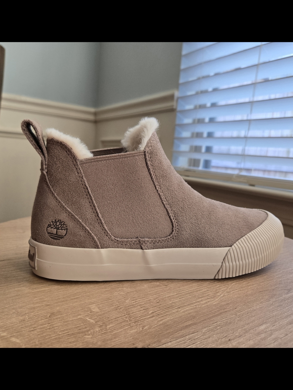 Timberland Skyla Bay Faux Fur-Lined Suede Slip-On Ankle Bootie - Taupe, Beige